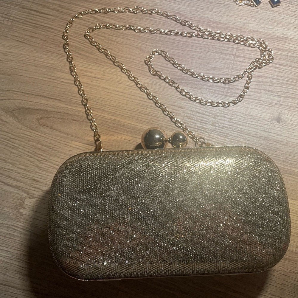 Shimmering Evening Gold Box Clutch